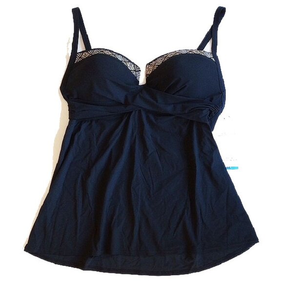 NWT $94 Coco Reef Gemma Tankini Top 36C 12 Black Gold T18058 - Picture 2 of 7